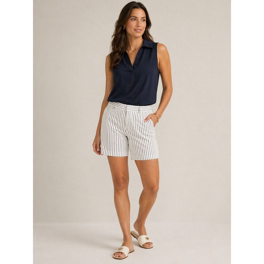 Lauren Ralph Lauren Pinstripe Shorts Women’s Ivory Black Bermuda Size 4